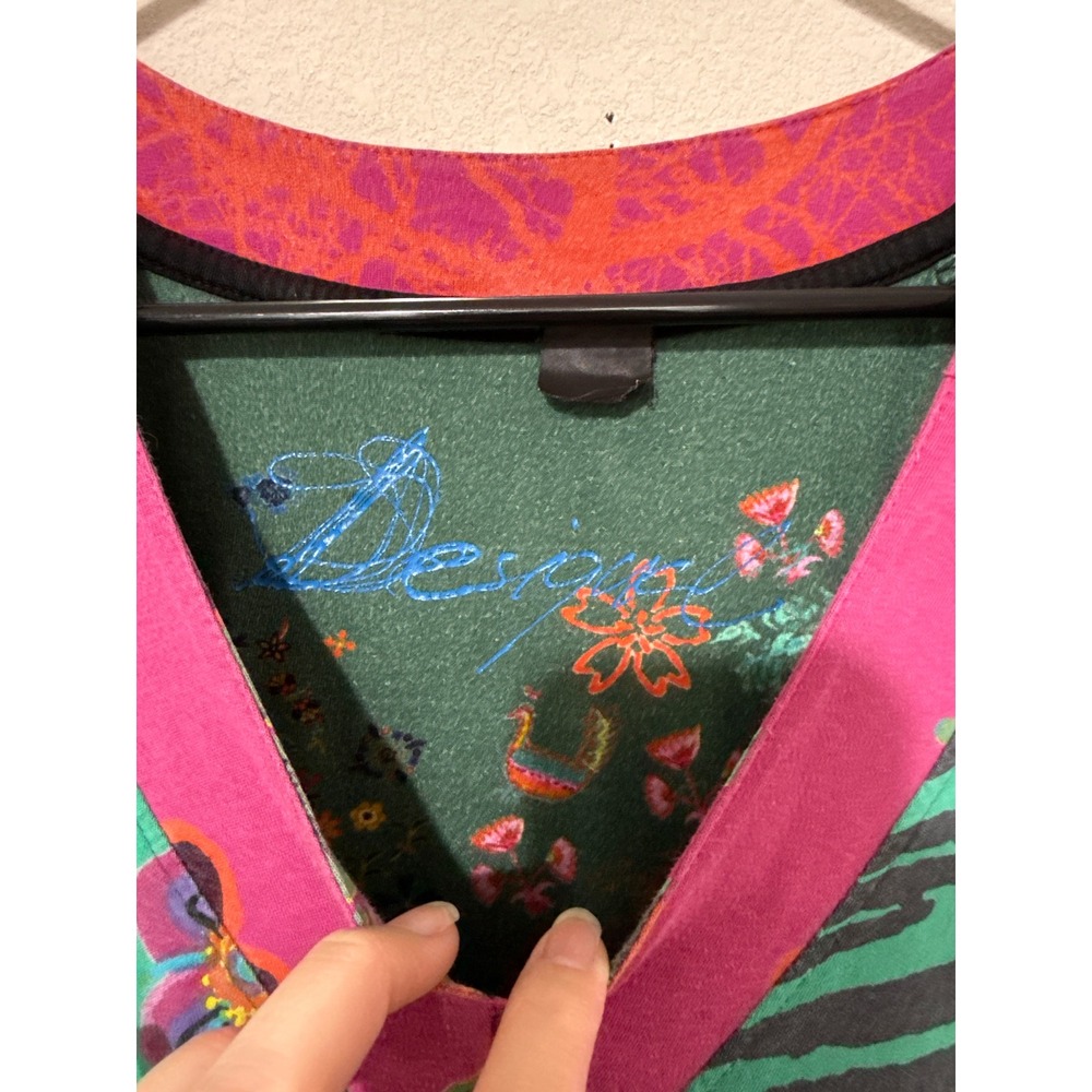 Vintage Y2K Desigual Multicolored Floral Geisha Graphic Bubble Dress Sz Medium - Picture 3 of 7